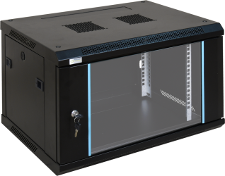 Szafa rack 19"6U, 450MM, Szkło-Czarna