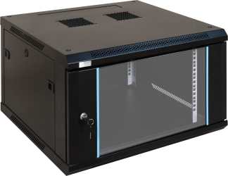Szafa rack 19"6U,  600mm, Szkło-Czarna