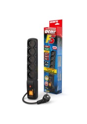 Listwa przeciwprzepięciowa ACAR F5 czarna, 5-gniazdowa, 1.5m